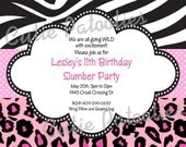 Zebra Print Birthday Invitation Leopard Print Birthday Invitation Cheetah Print Birthday Invitation Printable Digital DiY