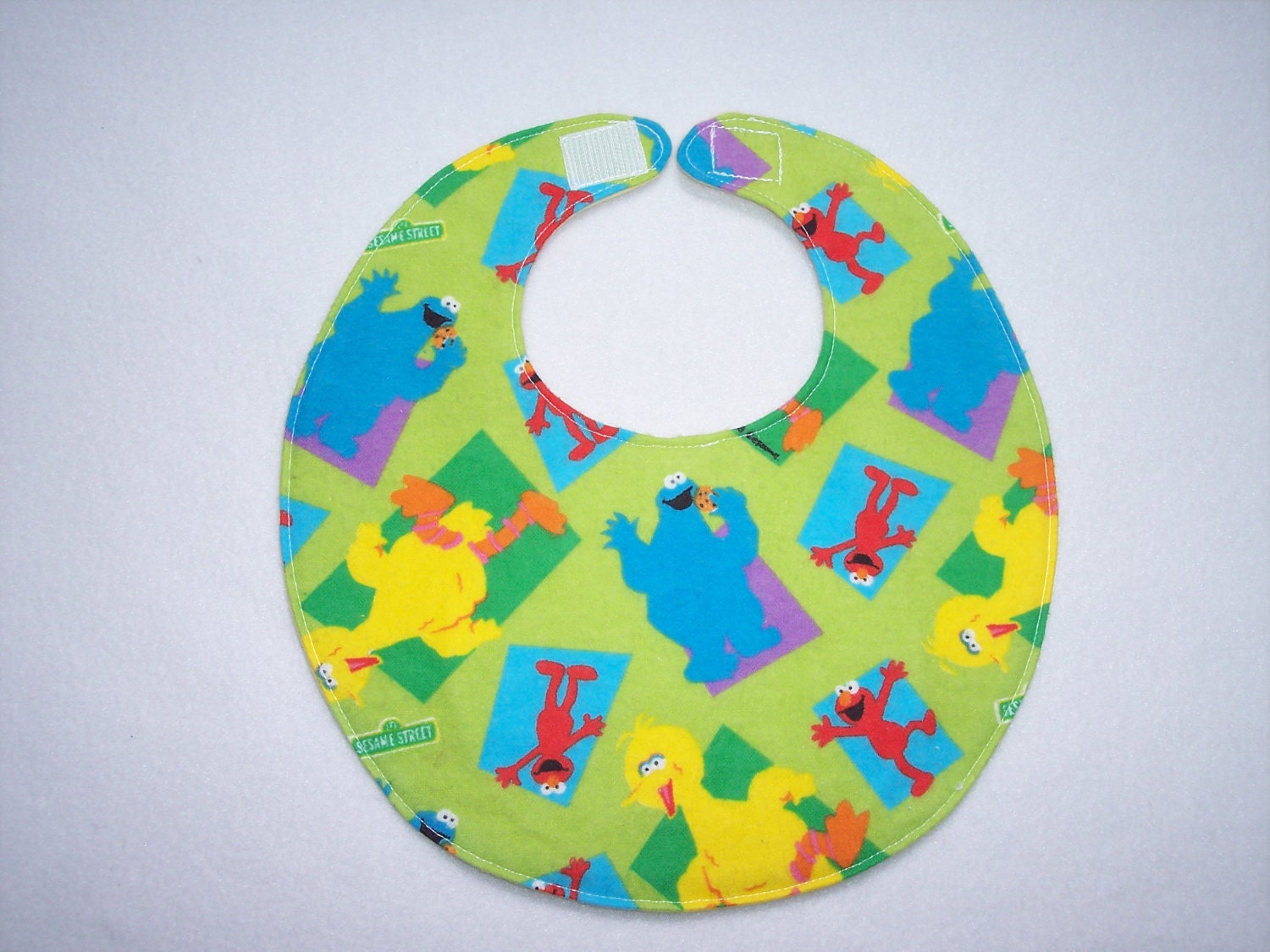 Baby Bib, four soft layers, reversible, Big Bird and friends
