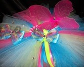 Under the Sea Fairy Tutu and Wings Set--With Matching Bows--Very Full and Poufy