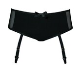 Black 'Lulu' Bamboo and Lycra Chiffon Suspender Garter Knickers