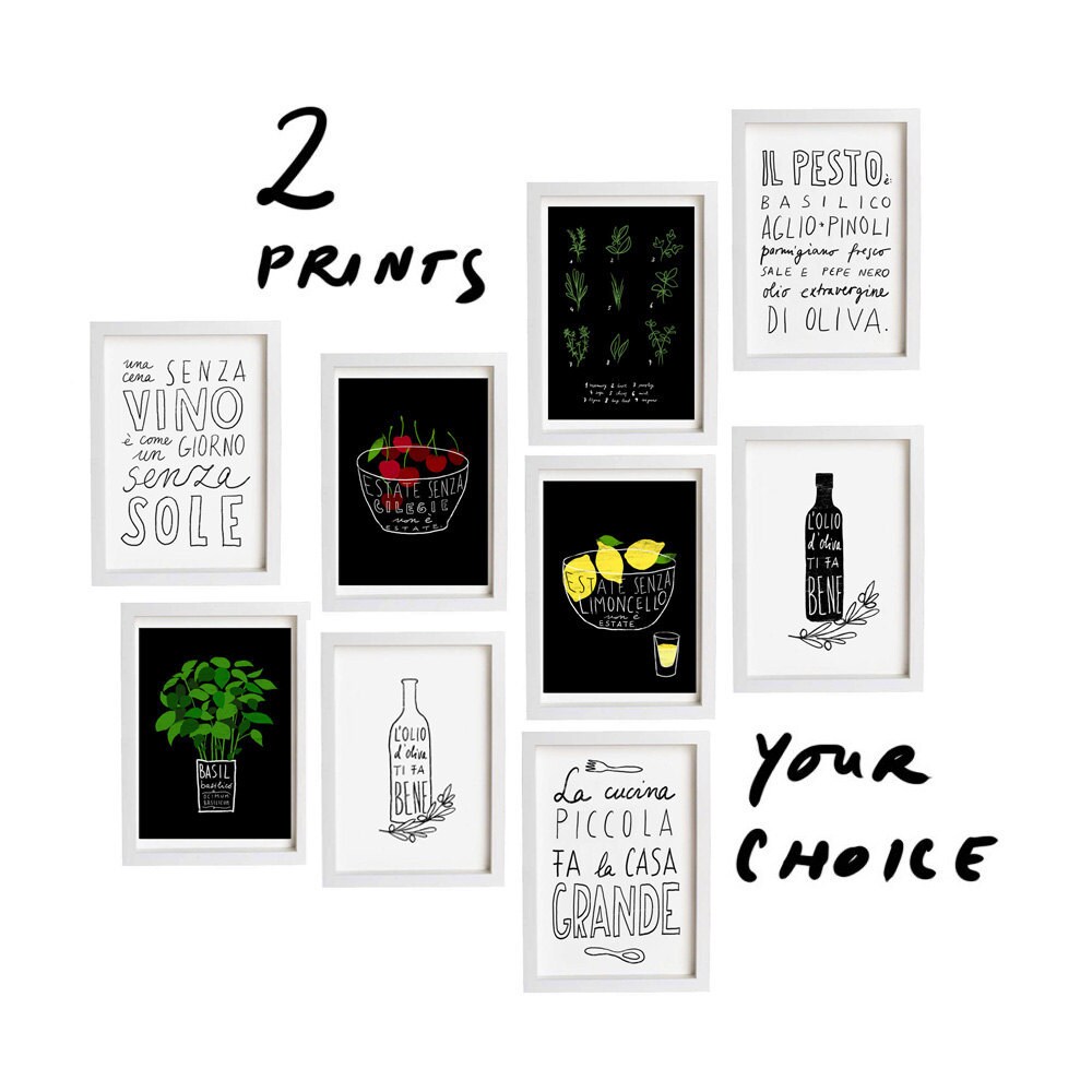 Your Choice 2 Print Set - 11"x15" - Food Art - Kitchen Print Set - archival fine art giclée prints