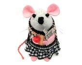 School English Teacher Mouse ornament Mothers Day felt hamster rat mice cute gift - Mrs Quill the English Teacher Mouse - READY TO SHIP