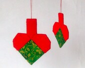 2 Christmas hearts ornaments modern patchwork d