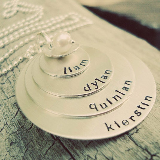 love you forever 4 layers... handstamped mothers necklace