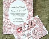 Rustic Red Flower Wedding Invitation: modern and elegant, customized colors of your choice
