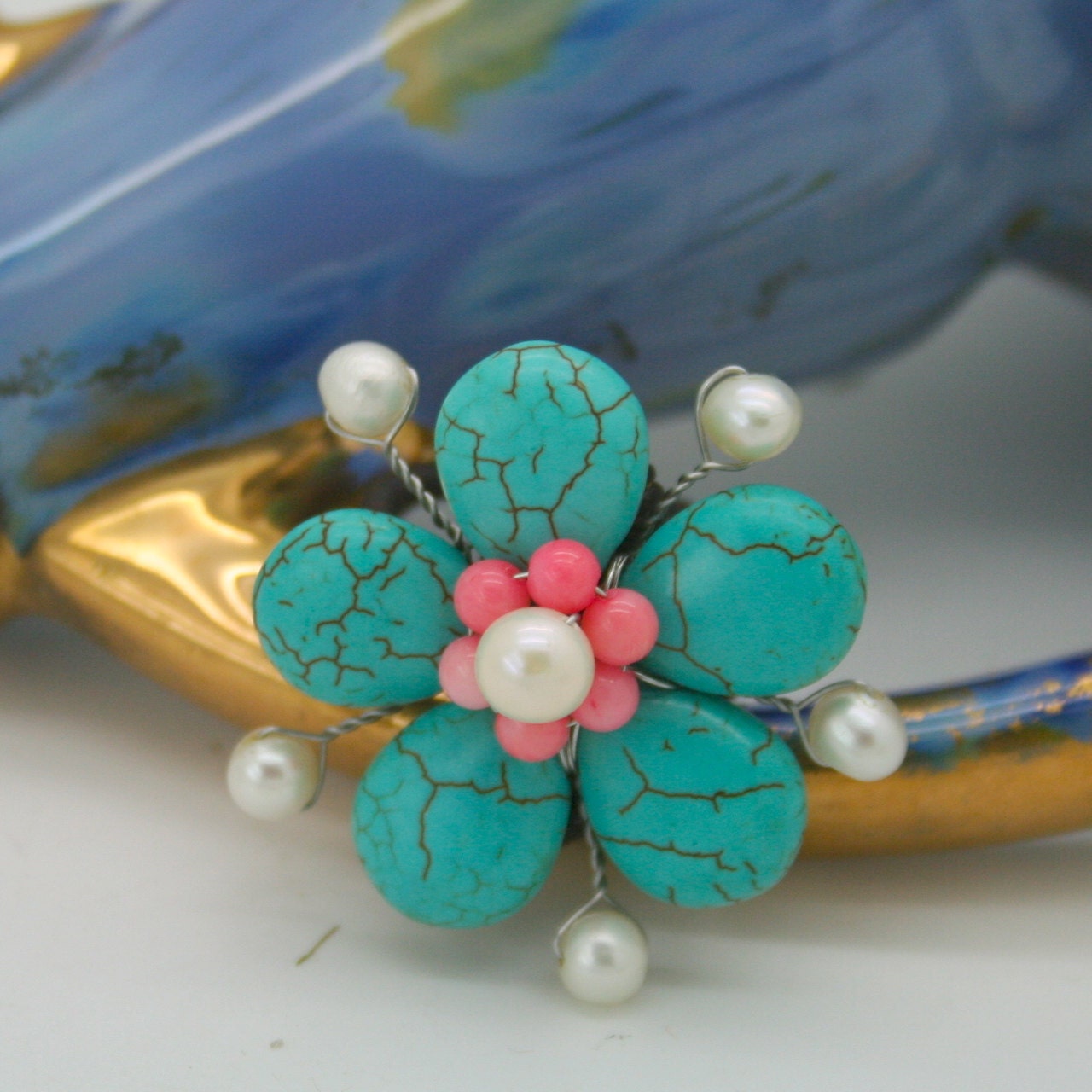 Blue flower ring