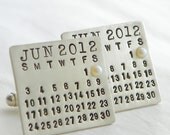 Cuff Links - Mark Your Calendar Cuff Links (tm) - personalized solid sterling silver with crystal or pearl