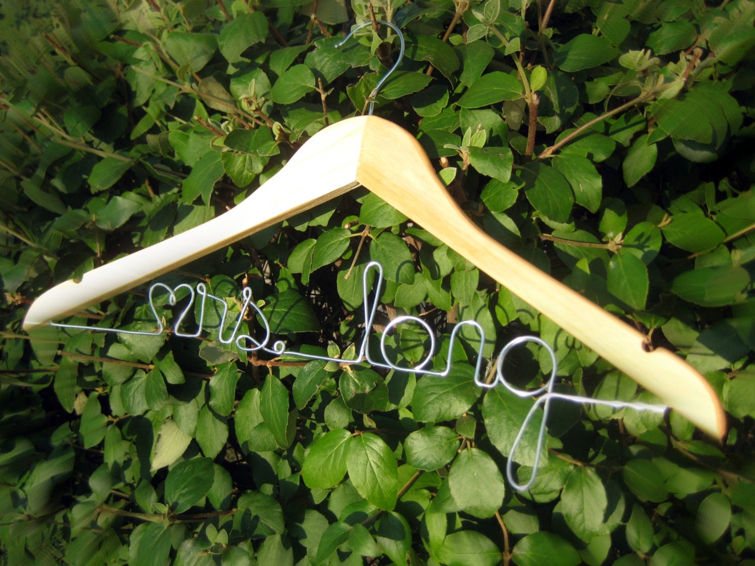 Personalized Custom Hanger for Wedding Dress MAPLE wood SILVER color wire