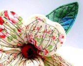 Textile Flower Ornament. Stand Alone. Shabby Chic.