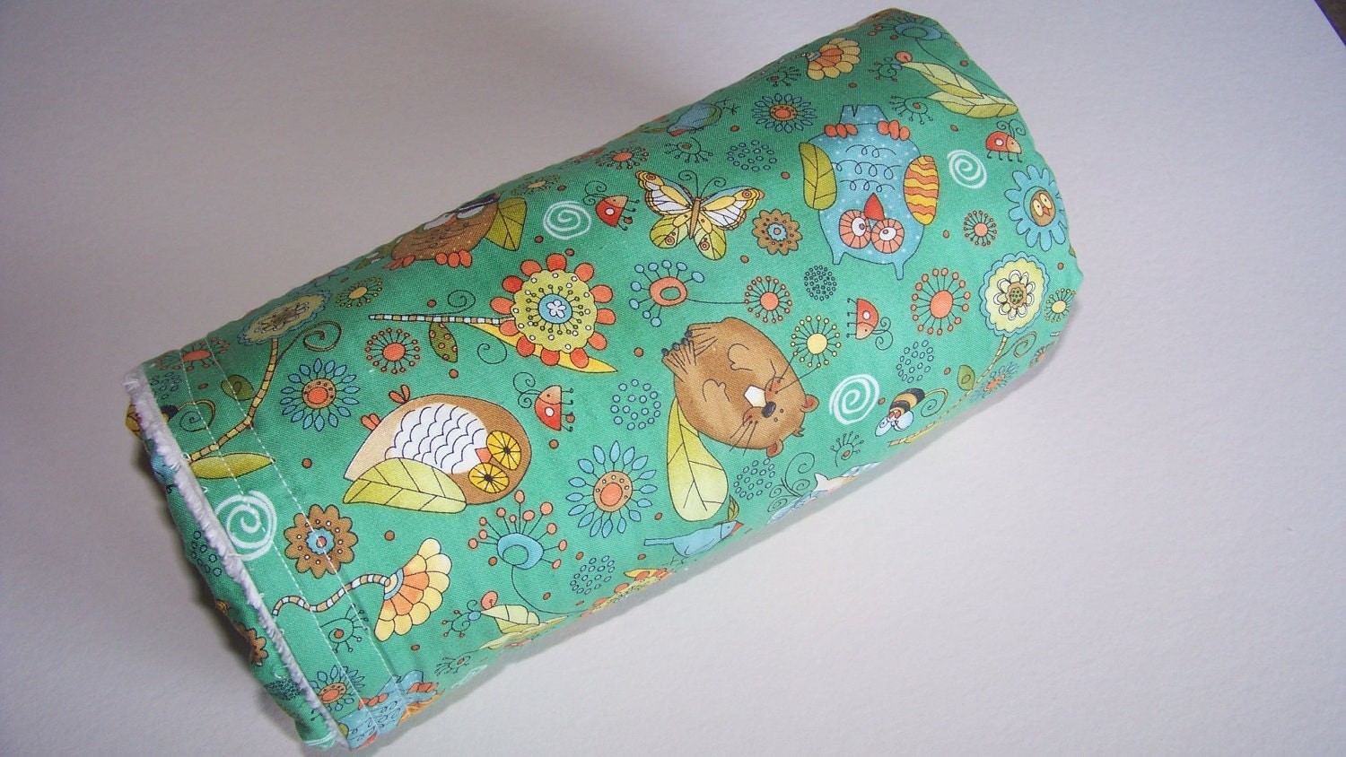 Chenille Baby Blanket and Green Owl Fabric - Tree Huggers Owl Collection 32 x 36