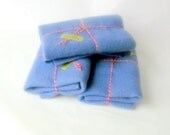 Wool blanket 15x24' felt craft recycled medium blue