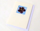 Card velvet purple beaded flower handmade