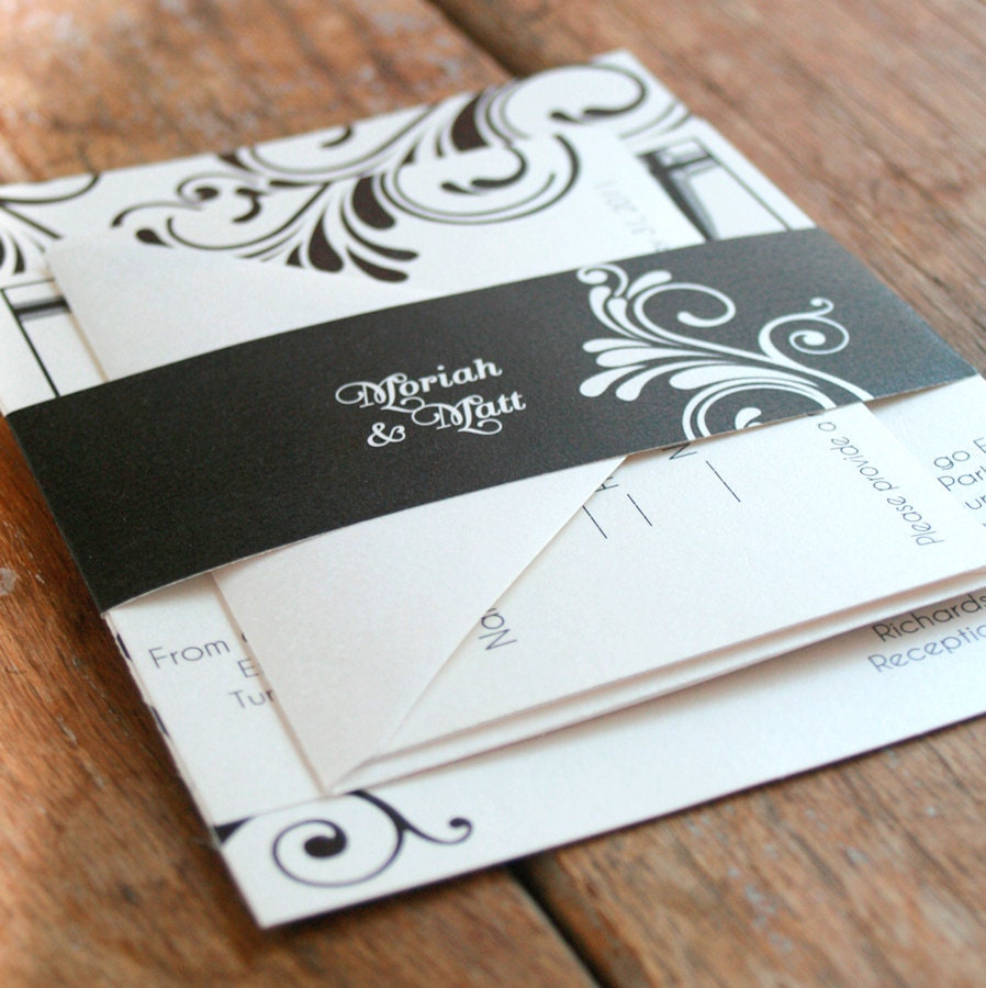 Wedding Invitation swirl and Flourish Wedding Invitation Custom