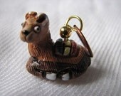 Brown llama stitch markers for knitting