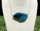 Brilliant Blue Agate Geode Slice Necklace