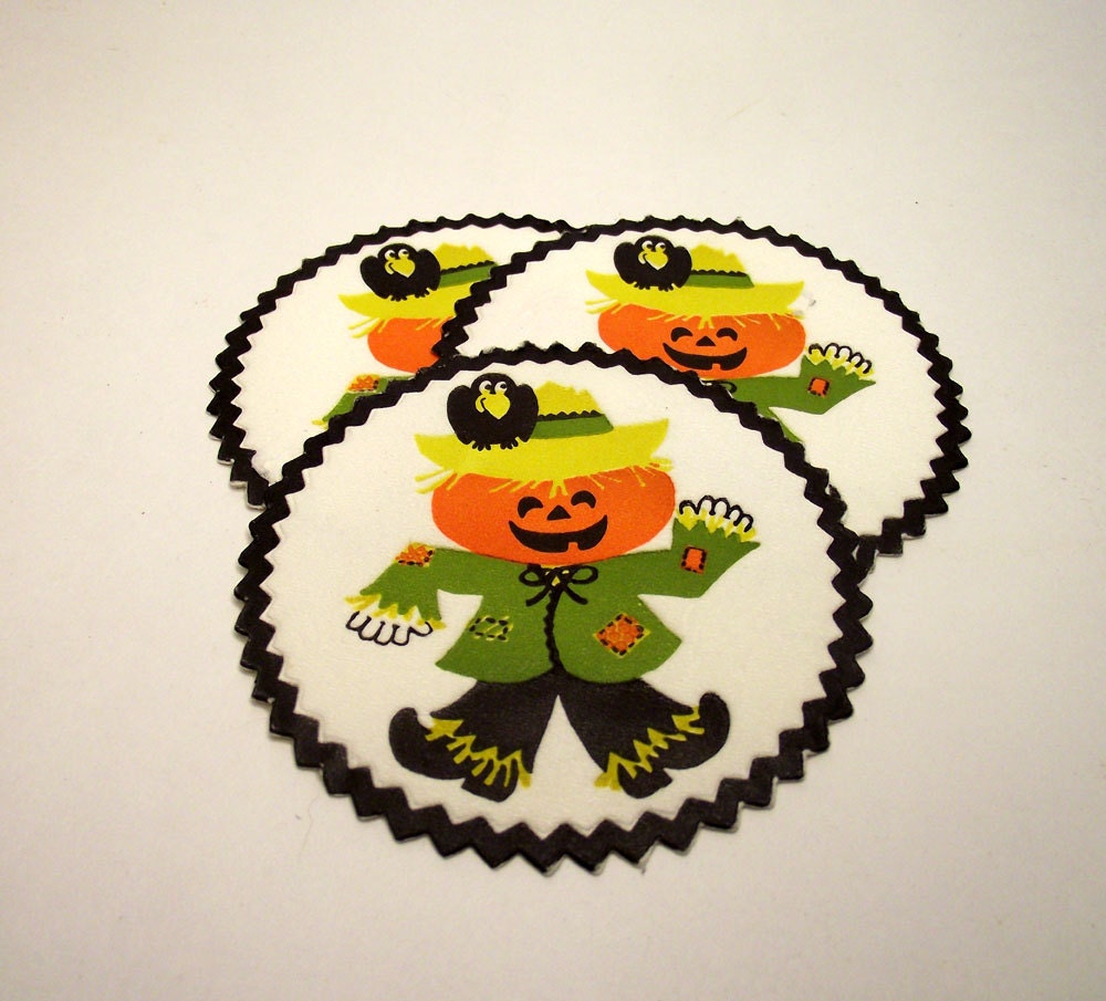 Vintage Paper Halloween or Thanksgiving Coasters set of 3