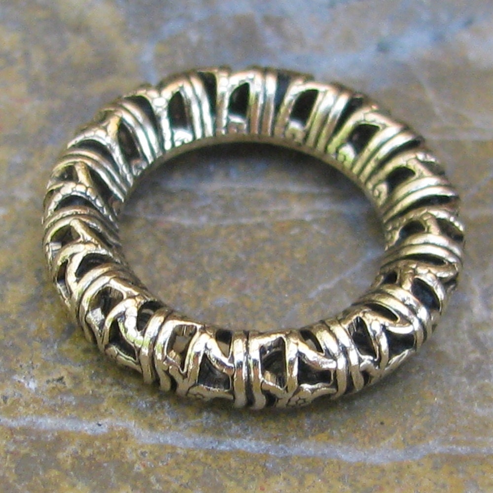 6 New Antq Gold Filigree Ring 17mm Jewelry finding 576