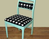 SALE Aqua Mint Robert Allen Dot Vintage Danish Side Chair