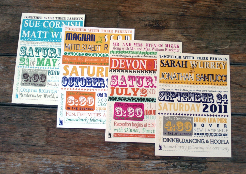 Vintage Wedding Invitation: Retro Poster Custom -Brights
