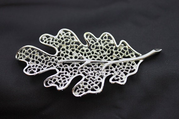 Silver Leaf Filigree Brooch Pin, Sarah Coventry, Vintage