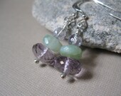 Lavender & Blue Quartz, Peruvian Opal Silver Earrings