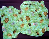 Burp Cloth and Bib Set Animal Rainforest Jungle