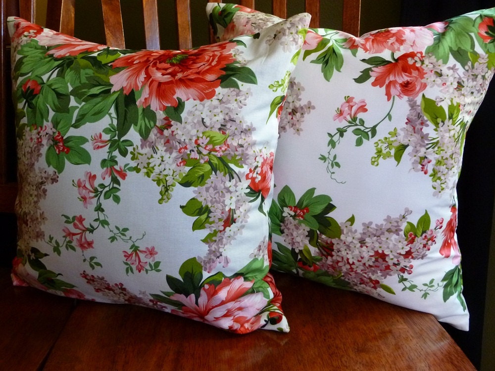 Garden Floral Decorative Accent Throw 18 inch Pillow Covers - Pair