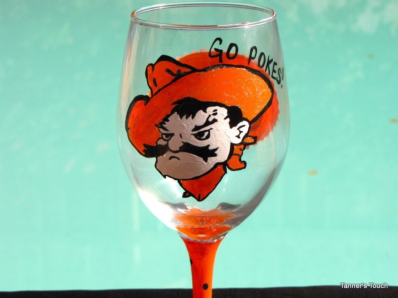Custom, Hand Painted College Wine Glass