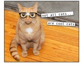 SET OF 4- Nerd Cat - Note Card, Greeting Card Blank Inside