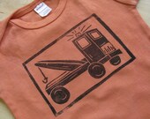 Tow Truck Shirt, Hand-Dyed, Hand-Printed - 12 to 18 Month Size