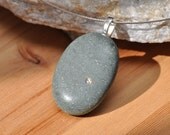 Tumbled Beach Rock Necklace with Swarovski Crystal - A Little Light
