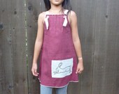 dress/tunic linen hemp organic cotton rabbit block print (raspberry w/coal rabbit on grey) size Small