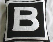 Custom made monogram pillows -18 inches -black and white