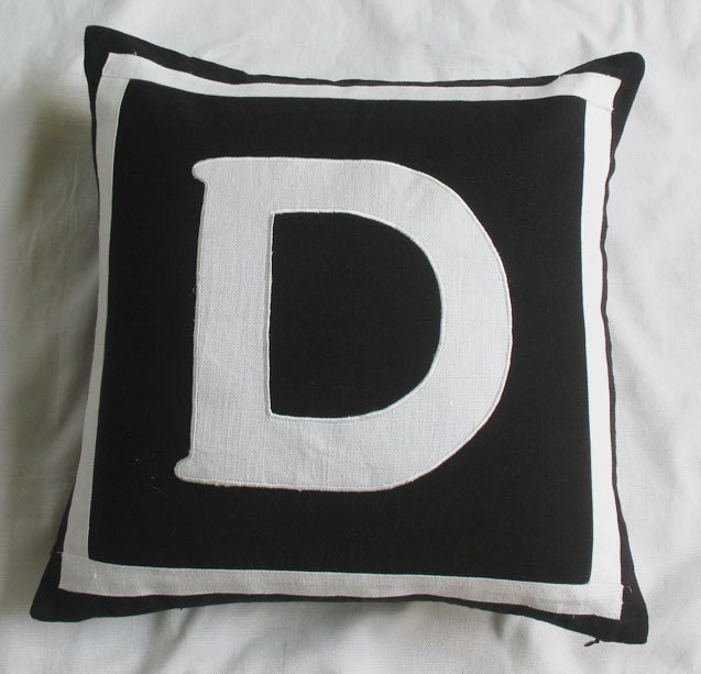 monogrammed pillows custom made -18 inches custom made black and white only