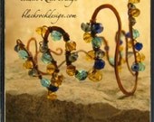 Free Form Hammered Copper Bracelet with Crystals "Polly"