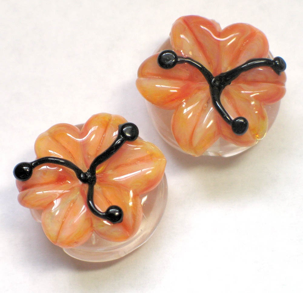 Stargazer Lily Lampwork Glass Bead Pendant