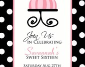Sweet Sixteen Birthday Invitiation - Custom Designed (Printable)