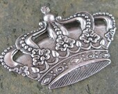 6 Silver King Crown Embellishment Jewelry Finding 496