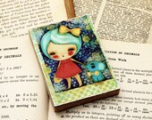 Little Blue Elephant - ACEO Giclee Reproduction Mounted On Wood Block by Danita Art (2.5  x 3.5 Inches Print)