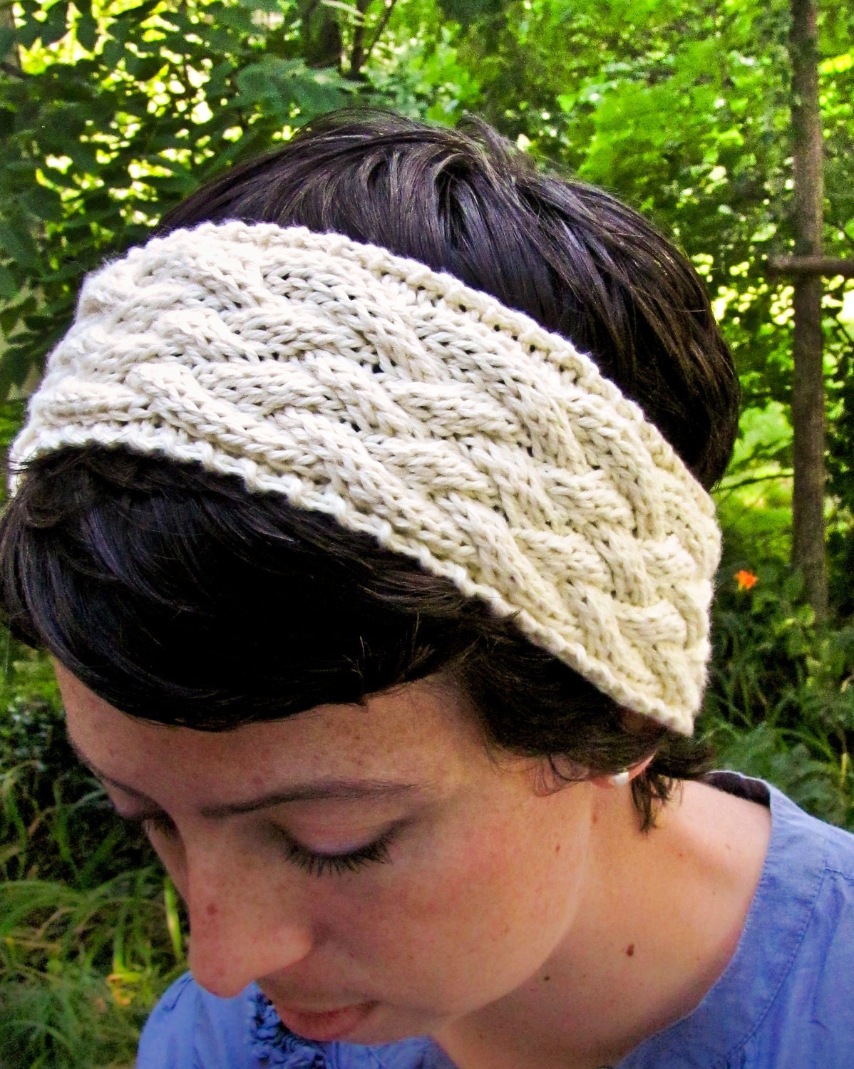 Arwen's Ear Warmer / Headband - Cabled in 100% Cotton by Lit Knits - READY TO SHIP