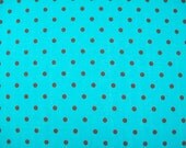 Blue with Brown polka dots cotton fabric 1 2/3 yard piece
