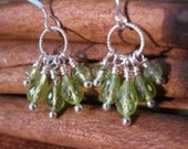Faceted Peridot Earrings, Silver