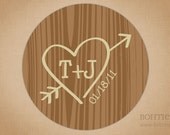 Wedding Favor Tag, Custom Return Address Label: 1.5" Heart Carving in Tree