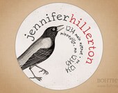 Return Address Label Sticker, Circle Envelope Seal or Wedding Favor Tag: Caw, Caw Crow