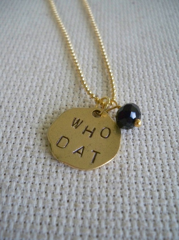 Who Dat Stamped Gold Saints Necklace