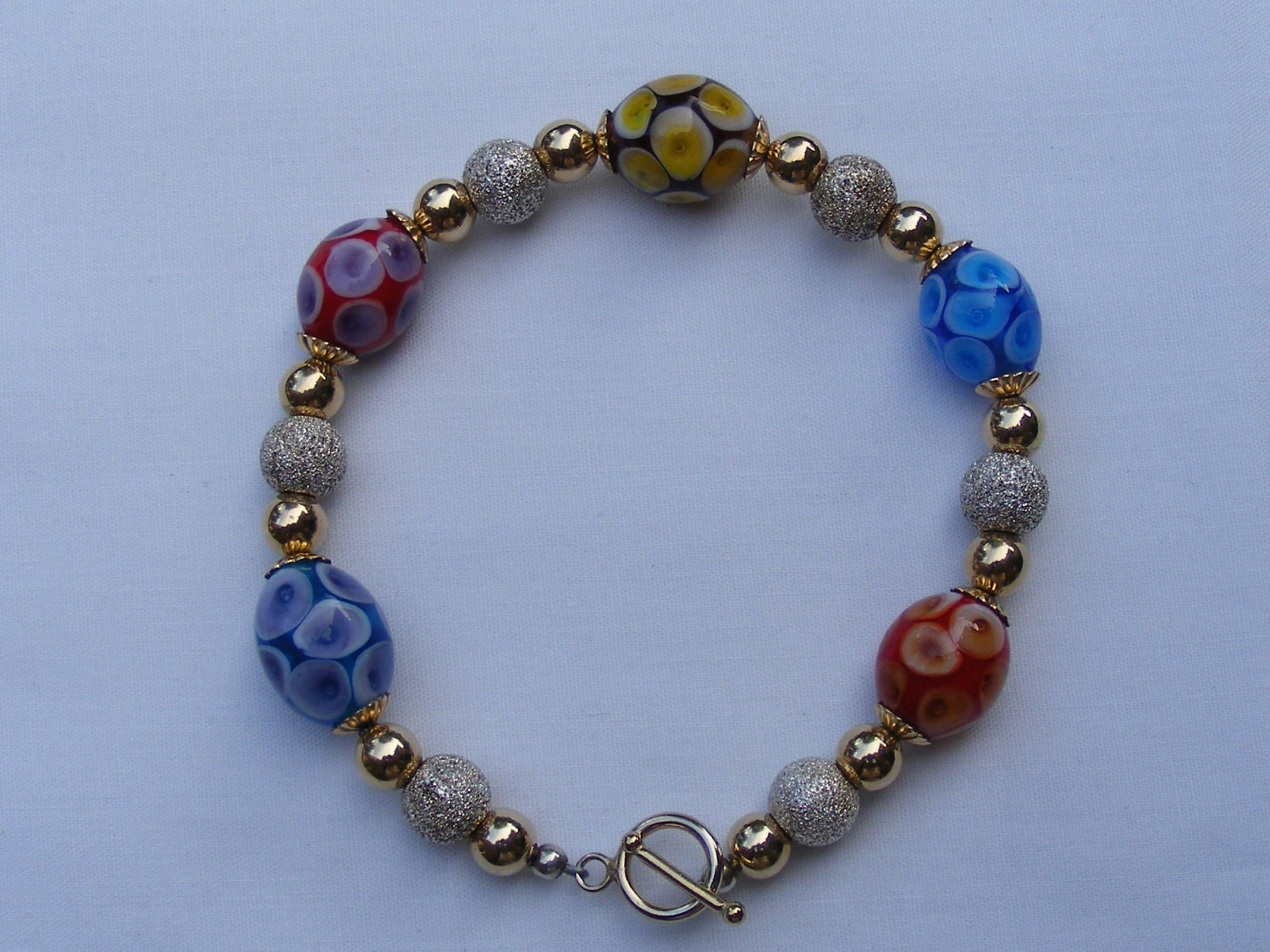 Two-tone Glass Bracelet 8 1/2 inches