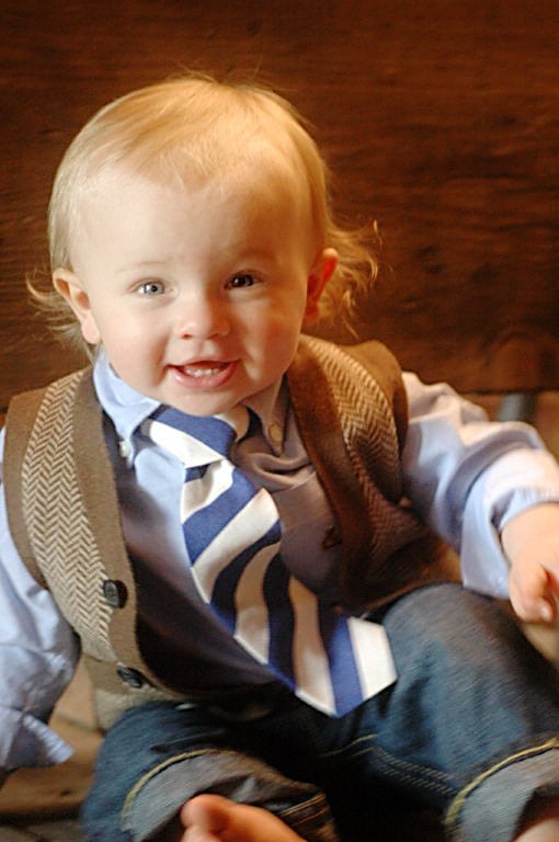 Blue and White Wide Stripes - Handmade Infant/Toddler Neck tie