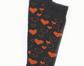 Crawler Covers Baby Leg Warmers--Black with Orange Hearts