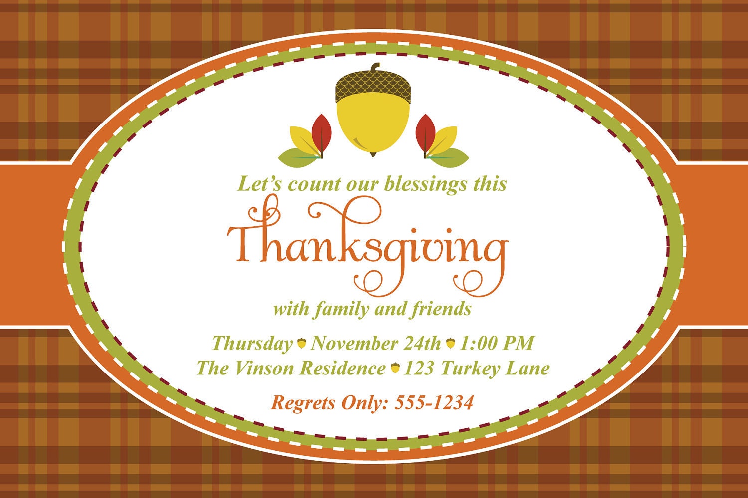 Thanksgiving Turkey Dinner or Party Invite - PRINTABLE INVITATION - 4 X 6 or 5 X 7 - DIY - You Print