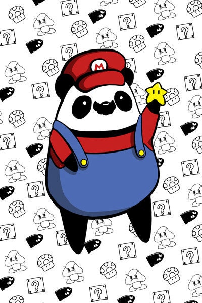 Super Mario Panda 4x6 Glossy Print